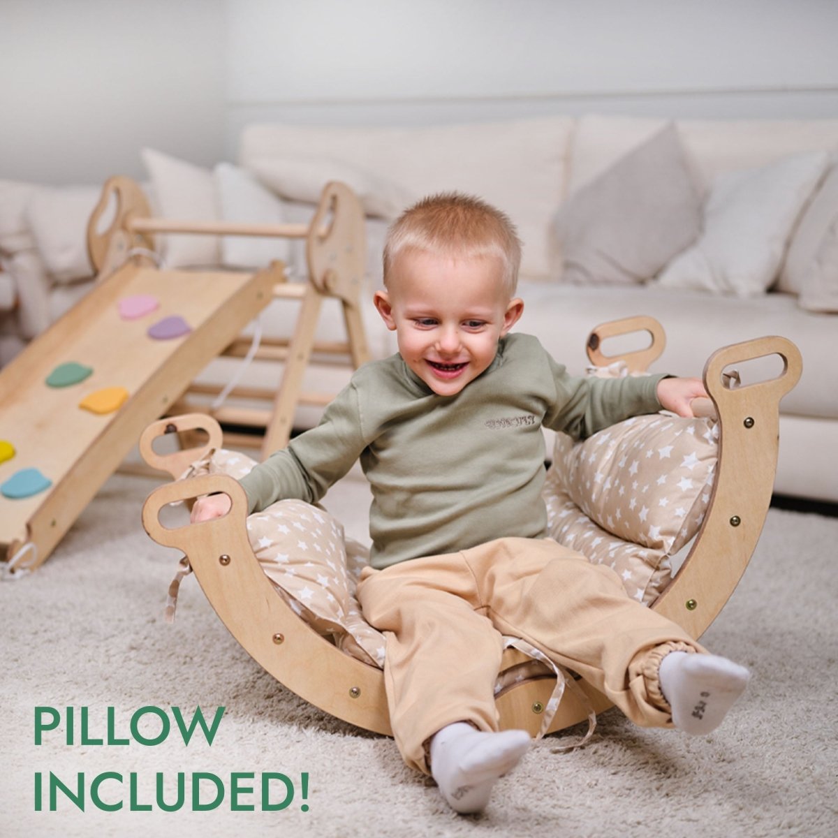 Montessori Climbing Set for Toddlers | Pikler Triangle, Arch & Slide (Ages 1–3)